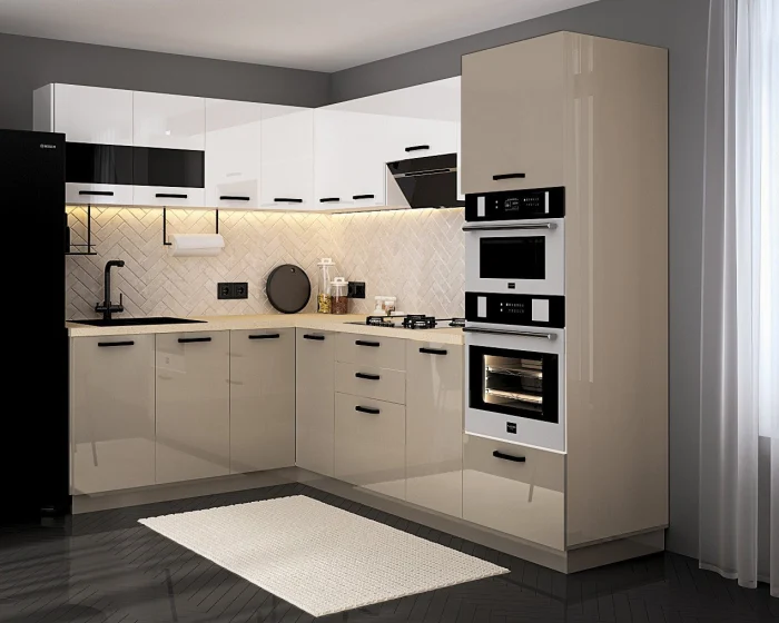 Bucatarie Daria colt V1 Alb Cappuccino [2]