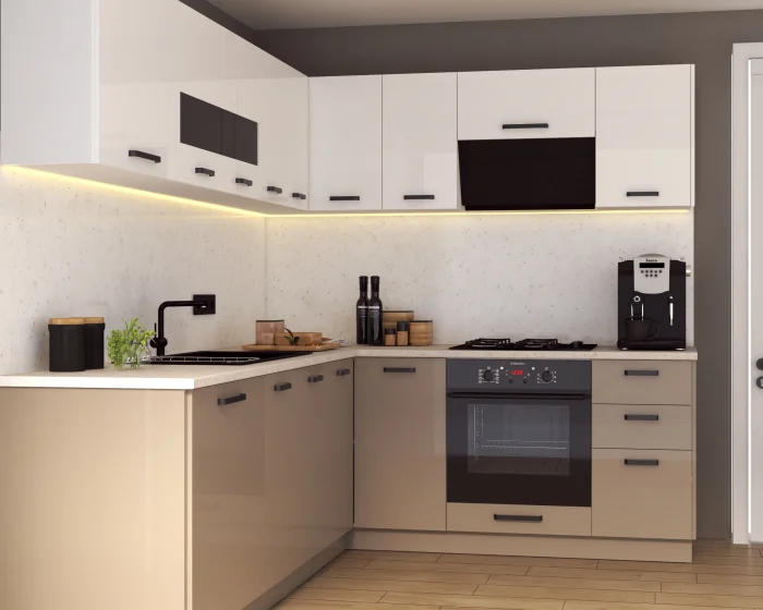 Bucatarie Daria colt V2 Alb Cappuccino [2]