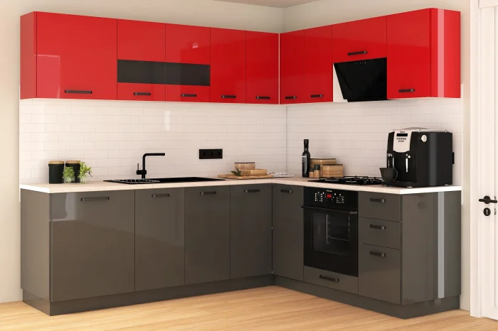 Bucatarie Daria colt V2 Rosu Antracit [4]