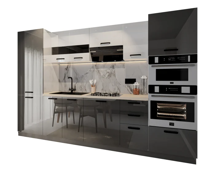 Bucatarie Daria MDF Alb Antracit 303x60x200 cm [4]