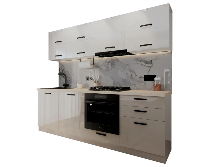 Bucatarie Daria MDF Alb Cappuccino 303x60x200 cm [4]