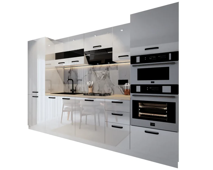 Bucatarie Daria MDF Alb Lucios 300x60x200 cm [5]