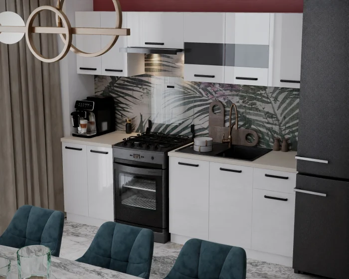 Bucatarie Daria MDF V1 Alb 260x60x200 cm [4]