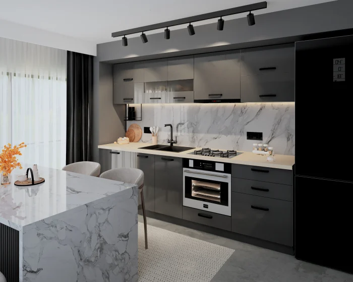 Bucatarie Daria MDF V1 Antracit 260x60x200 cm [2]