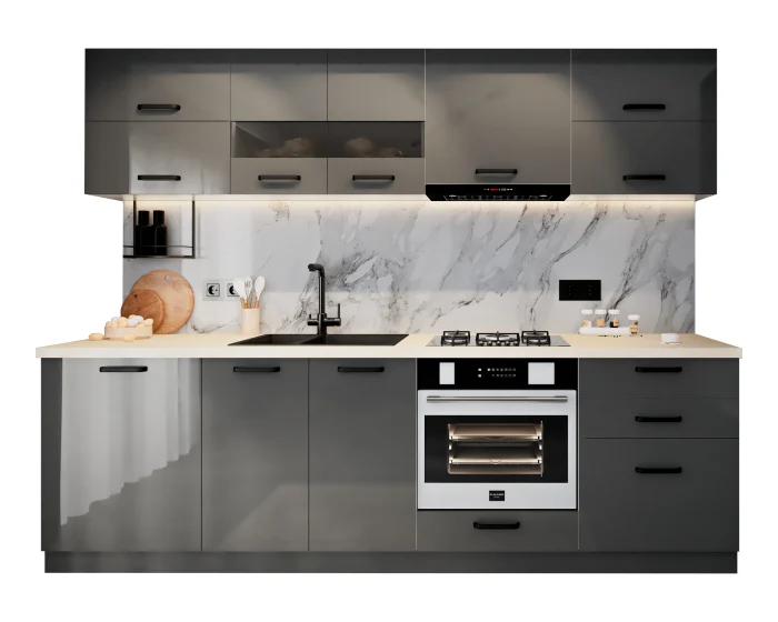 Bucatarie Daria MDF V1 Antracit 260x60x200 cm [4]