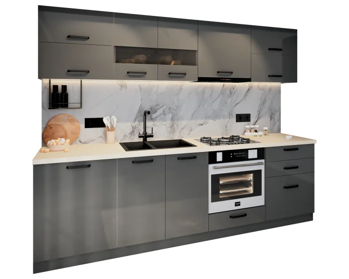 Bucatarie Daria MDF V1 Antracit 260x60x200 cm [5]