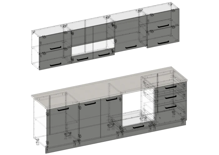 Bucatarie Daria MDF V1 Rosu Antracit 260x60x200 cm [6]