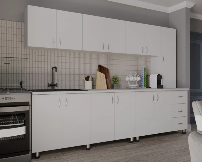 Bucatarie Yustina Alb Argintiu 280x43x189 cm [2]