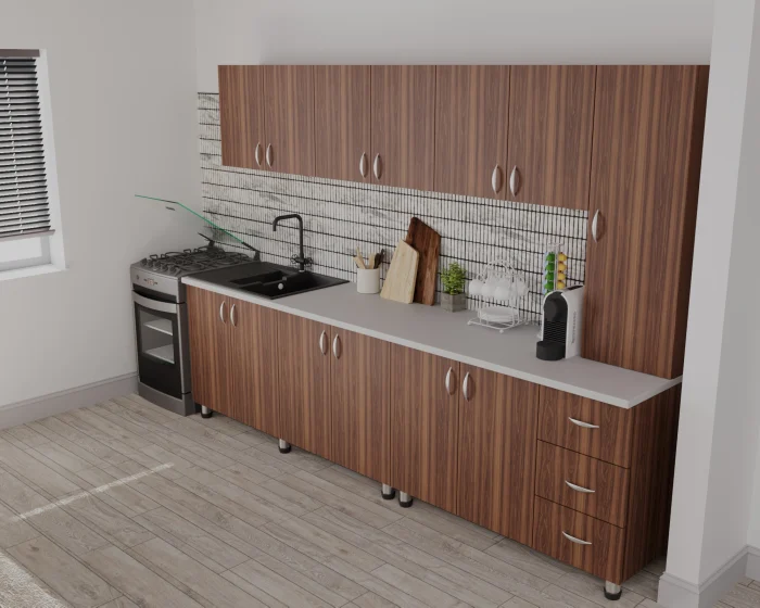 Bucatarie Yustina nuc, 280x60x200cm [3]