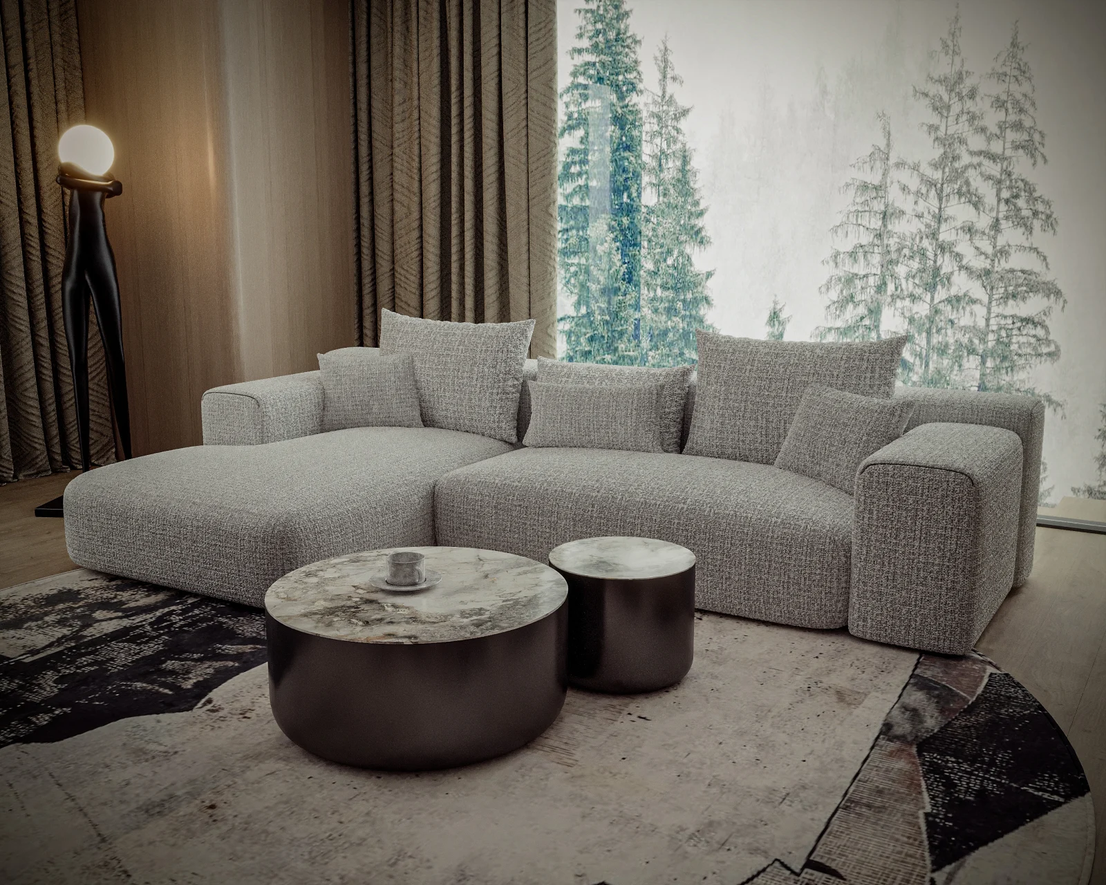 Coltar fix tapitat GRI 2930 x 1825x 850MM Milano [5]