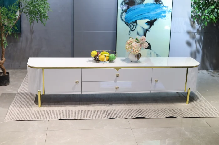 COMODA TV BENCH MDF ALB LUCIOS 200x39x46 cm [2]