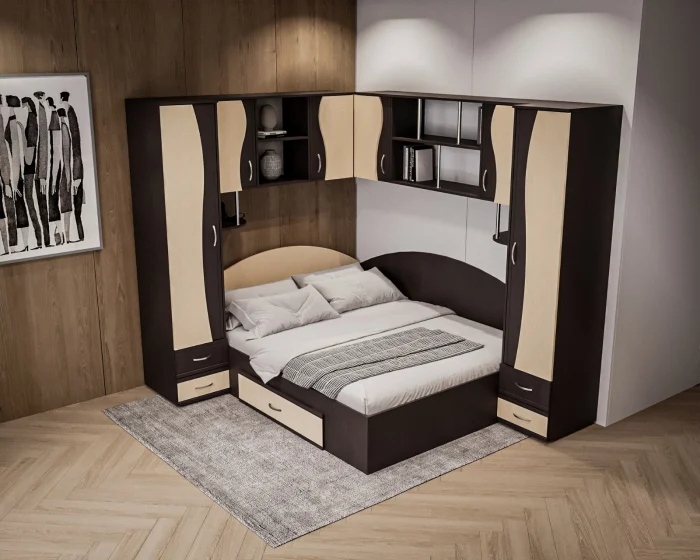 Dormitor Tineret Colt S, Wenge+Mesteacan 187x51/247x200 cm [2]