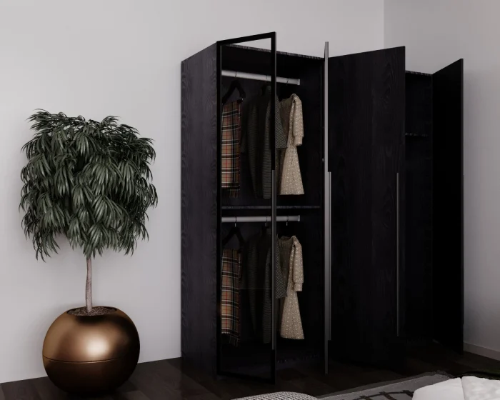 Dressing modern San Remo Negru cu iluminare LED MDF 18 mm 180x200x60 cm [4]