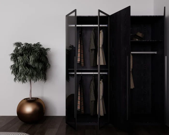 Dressing modern San Remo Negru cu iluminare LED MDF 18 mm 180x200x60 cm [3]