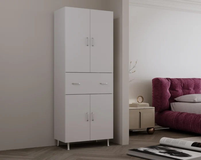 Dulap 4Usi -1S , 70x35x180 cm Alb [2]