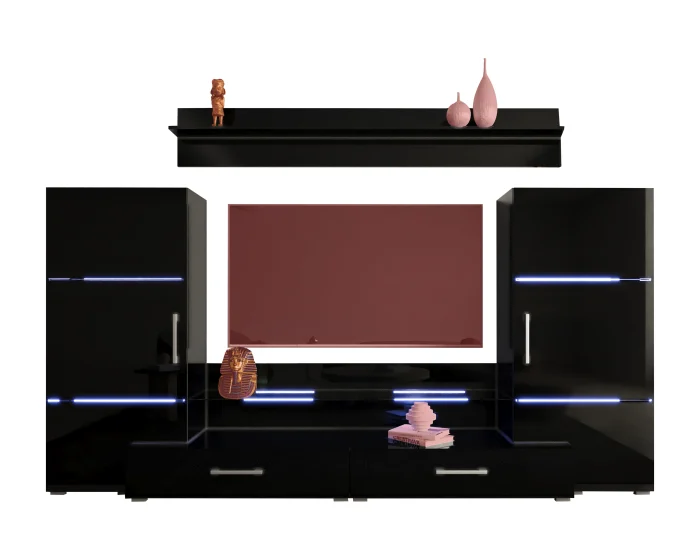 Living Domino 280x45x140 cm, MDF Negru Lucios [4]