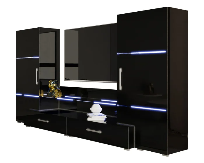 Living Domino 280x45x140 cm, MDF Negru Lucios [3]