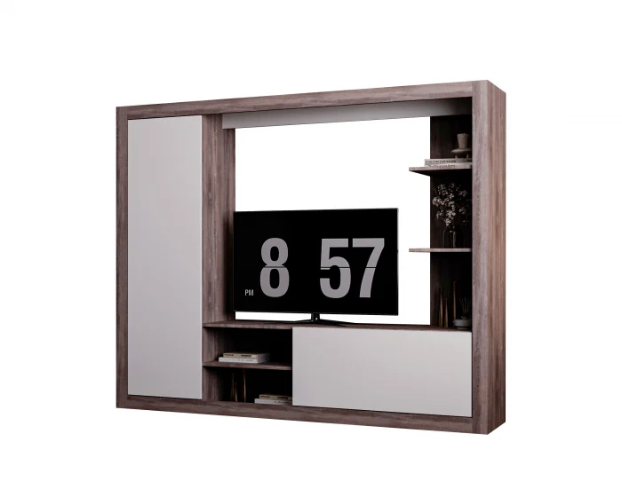 Living Rona Stejar Gri + Alb 200x36x160 cm [4]