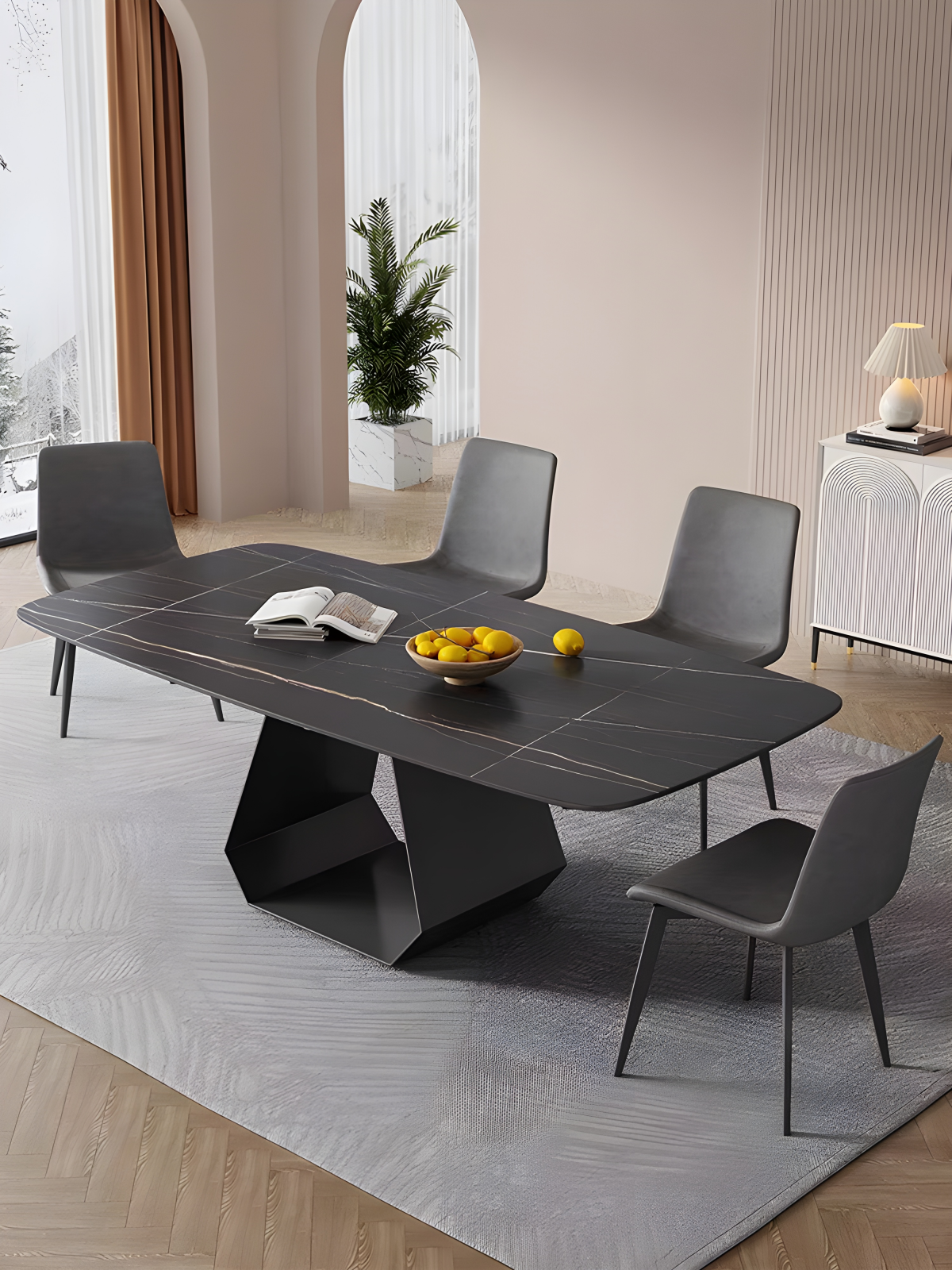 MASA DINING 6252 MARMURA 1600X800X750 NEGRU [1]