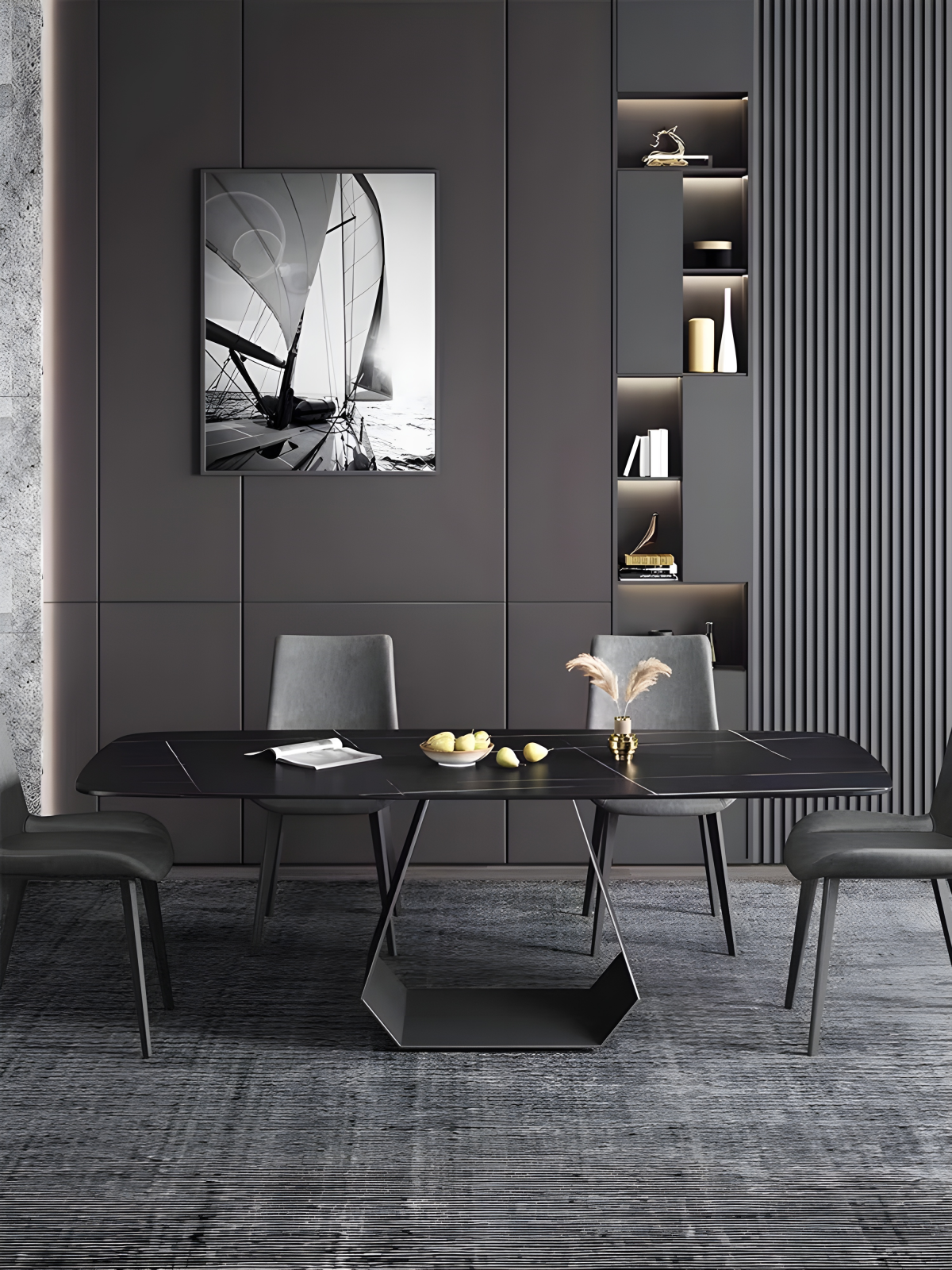 MASA DINING 6252 MARMURA 1600X800X750 NEGRU [3]