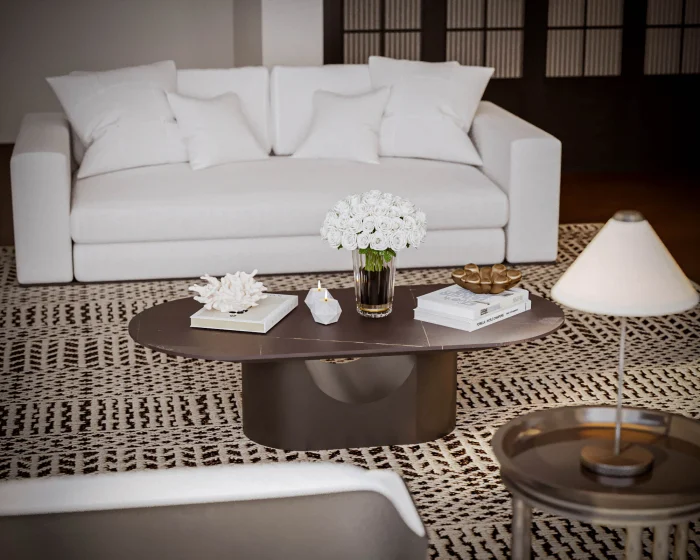 MASUTA CAFEA BERLIN MARMURA BLAT NEGRU 140x60x40cm [7]