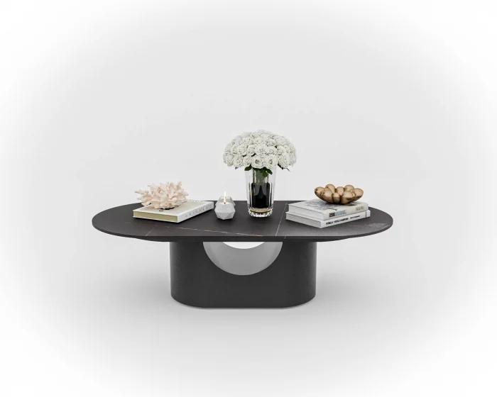 MASUTA CAFEA BERLIN MARMURA BLAT NEGRU 140x60x40cm [3]