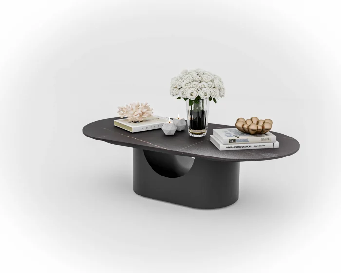 MASUTA CAFEA BERLIN MARMURA BLAT NEGRU 140x60x40cm [2]