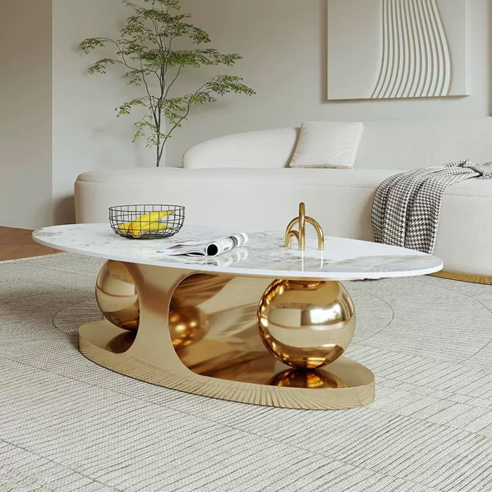 Masuta Cafea Orion 130x70x42cm Gold [2]