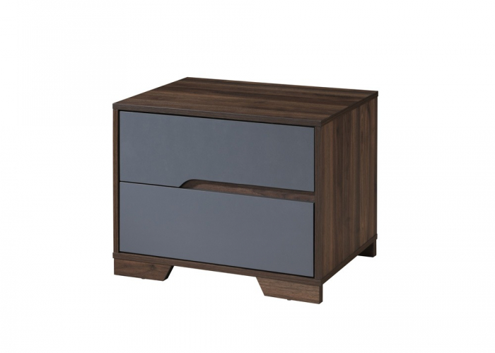 Noptiera Nora cu 2 sertare, culoare Gri + Nuc, 60x45x47cm [3]