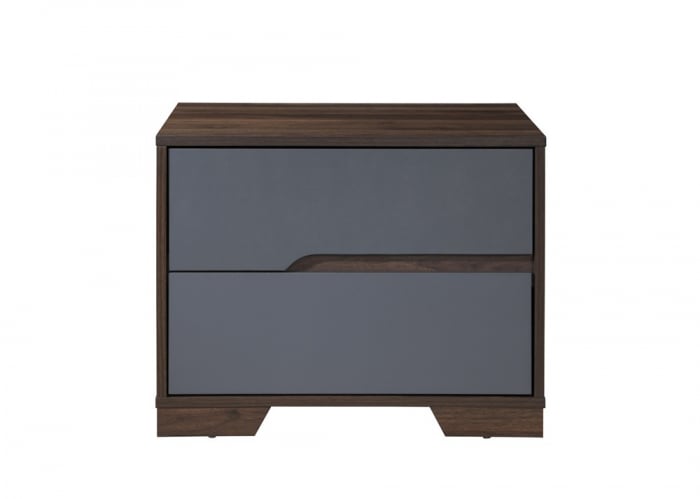 Noptiera Nora cu 2 sertare, culoare Gri + Nuc, 60x45x47cm [2]