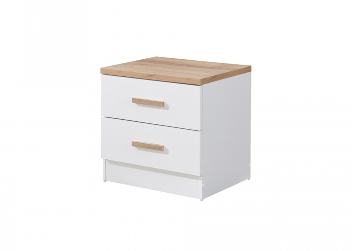 Noptiera Luna cu 2 sertare, culoare Alb+Sonoma, 50x40x50cm [2]