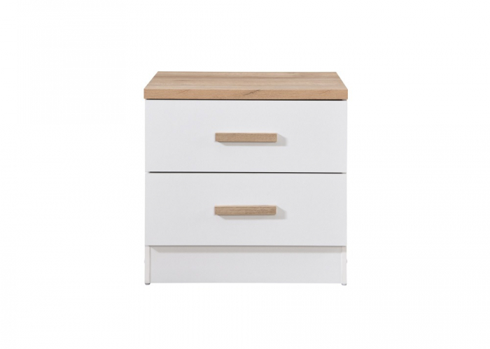 Noptiera Luna cu 2 sertare, culoare Alb+Sonoma, 50x40x50cm [3]
