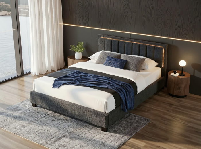 Pat tapitat Comfort 1 cu LED 140x200 culoare Gri [3]