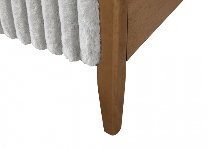 Set pat tapitat din lemn Siera cu saltea ortopedica de 140x200 inclusa, somiera fixa, culoare Gri [6]