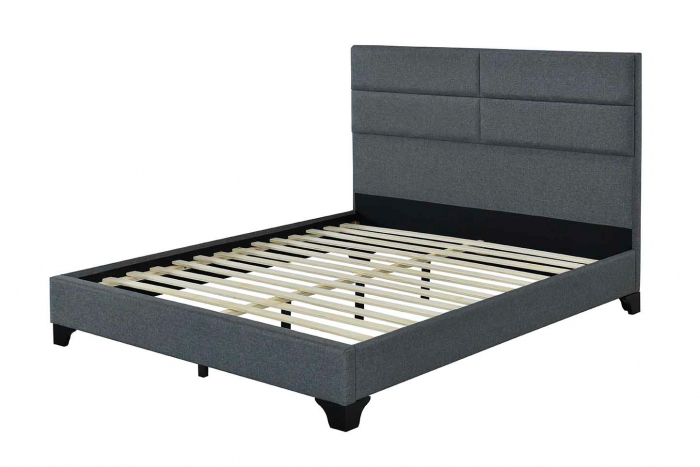 Set pat Tapitat Houston 160x200 cm cu saltea ortopedica , cadru din lemn, Culoare Gri [7]