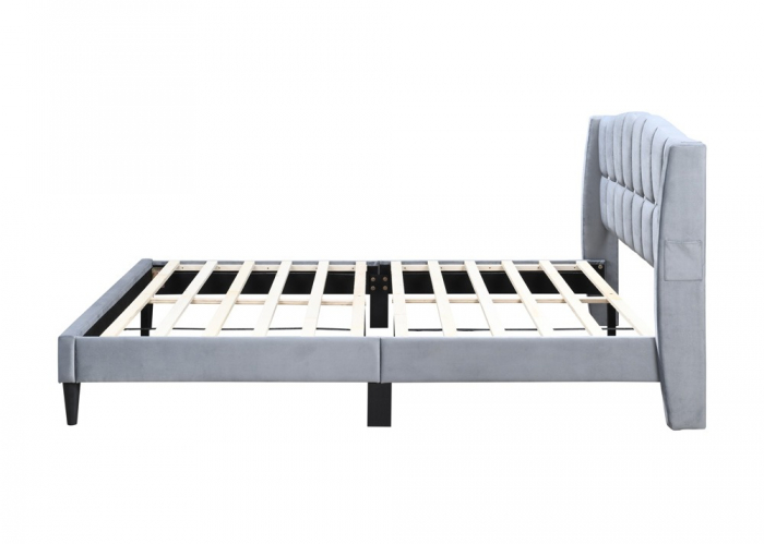 Set pat tapitat Maya + saltea ortopedica inclusa, cadru din lemn cu somiera inclusa [6]