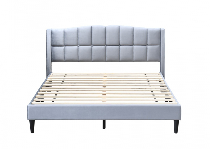 Pat tapitat Maya 2, 120x200, cadru din lemn cu somiera fixa, culoare Gri [2]