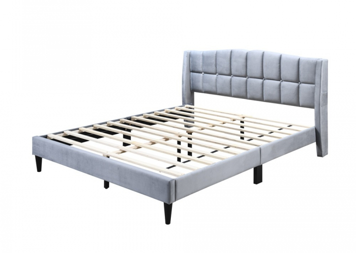 Set pat tapitat Maya + saltea ortopedica inclusa, cadru din lemn cu somiera inclusa [5]