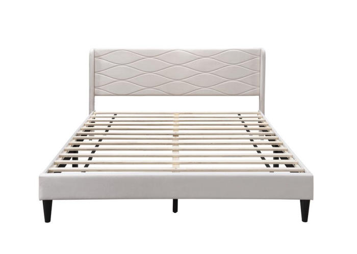 Set pat tapitat Maya + saltea ortopedica inclusa, cadru din lemn cu somiera inclusa [7]