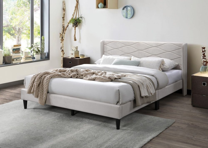 Set pat tapitat Maya + saltea ortopedica inclusa, cadru din lemn cu somiera inclusa [9]