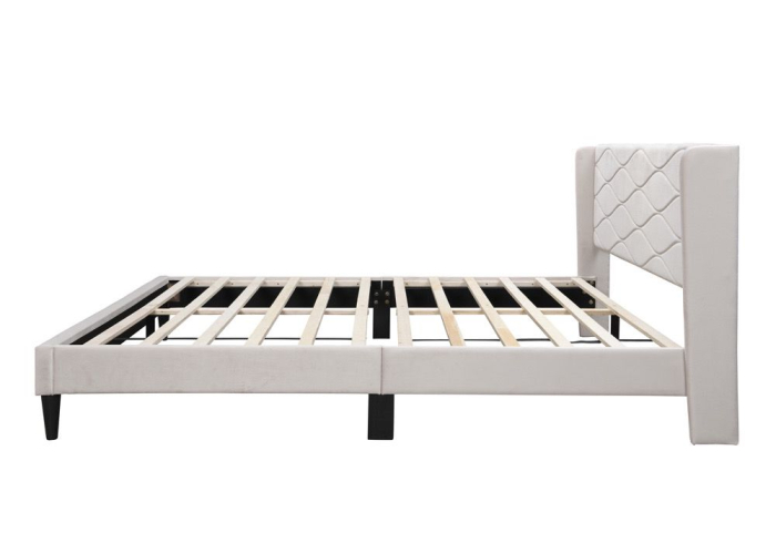 Set pat tapitat Maya + saltea ortopedica inclusa, cadru din lemn cu somiera inclusa [10]