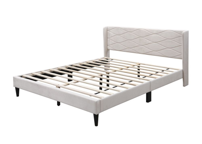 Set pat tapitat Maya + saltea ortopedica inclusa, cadru din lemn cu somiera inclusa [11]