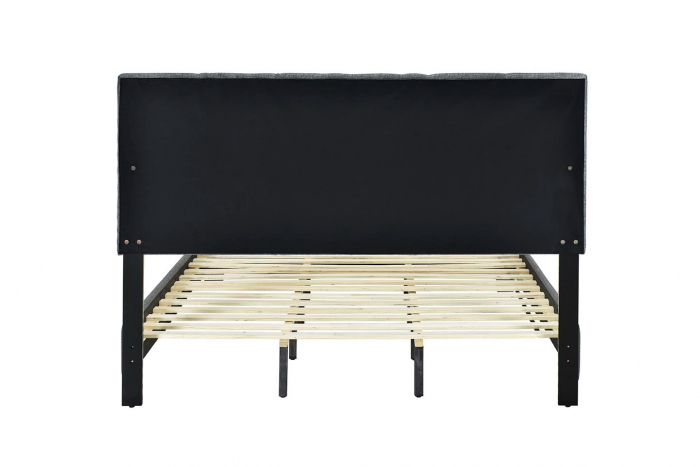 Pat tapitat Modern 120x200cm, cadru din lemn cu somiera fixa, culoare Gri [9]