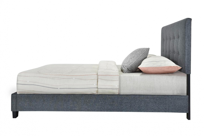 Set pat tapitat Modern 140x200cm cu saltea ortopedica inclusa, cadru din lemn, culoare Gri [6]