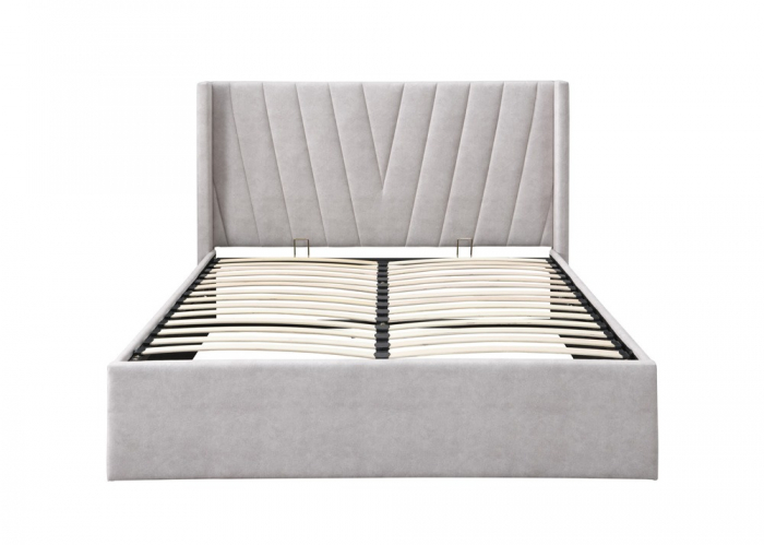 Pat tapitat Prestige 2, 160x200, cu somiera metalica rabatabila si spatiu de depozitare, culoare Crem [7]