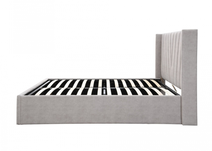 Pat tapitat Prestige 2, 160x200, cu somiera metalica rabatabila si spatiu de depozitare, culoare Crem [4]