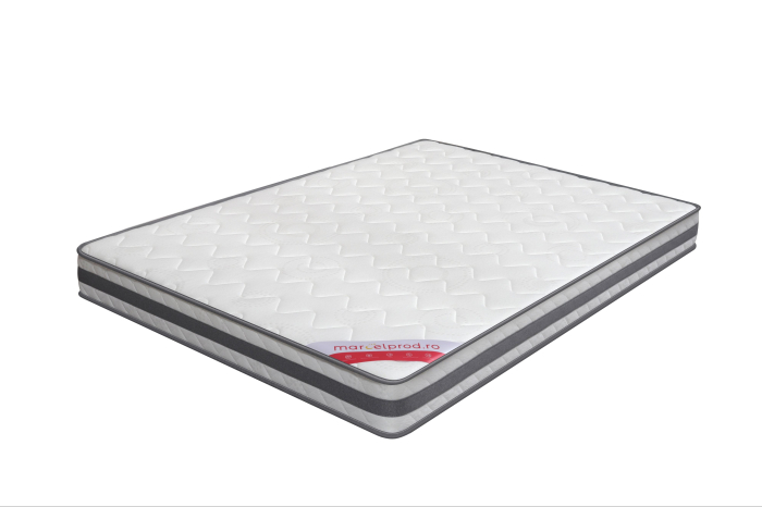Set pat tapitat Roma cu saltea ortopedica 160x200cm, cadru din lemn, somiera inclusa, culoare Gri [4]