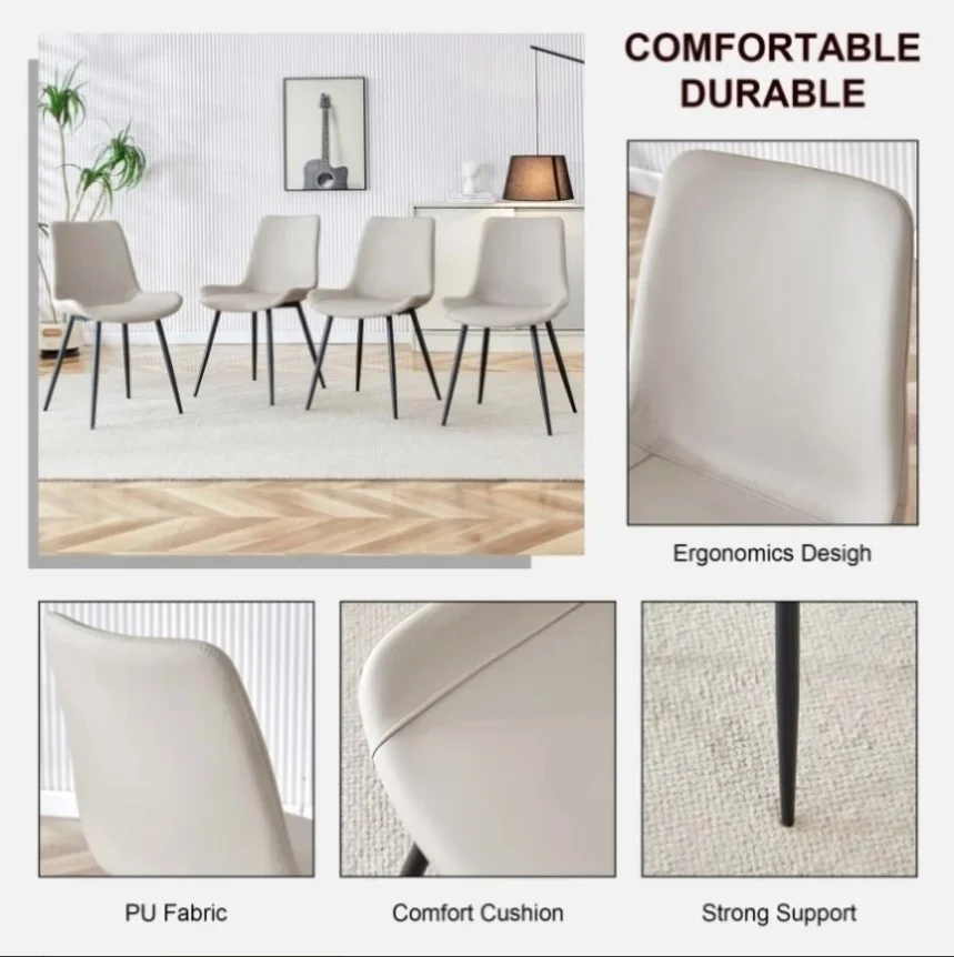 Scaun masa dining piele eco,crem 52*82*45 [2]