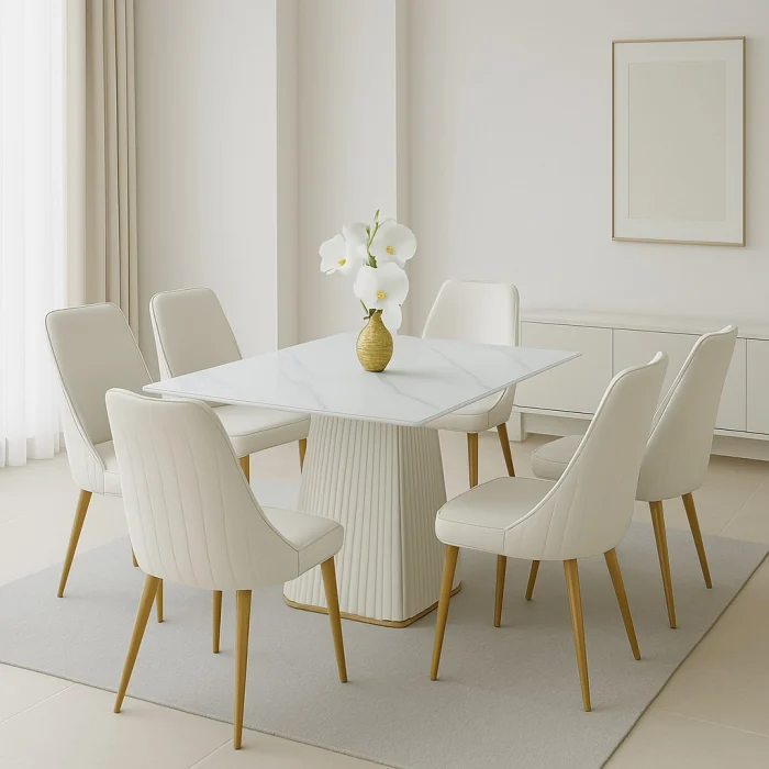 Set Masa Laura + 6 Scaune Tapitate [2]