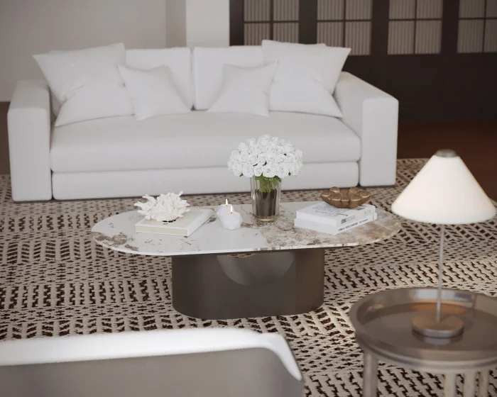 MASUTA CAFEA BERLIN MARMURA BLAT ALB 140x60x40cm [5]